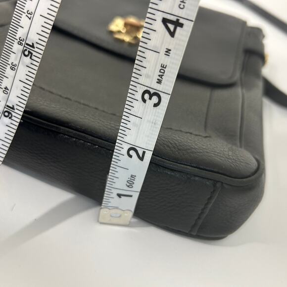 Tory Burch Black Pebbled Leather Crossbody Bag Gold Hardware FLAW Flap Turnlock - Picture 16 of 16